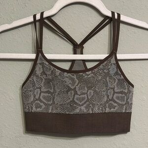 NWOT Bombshell Sportswear Sz XS Brown Snakeskin Sports Bra Racerback ~